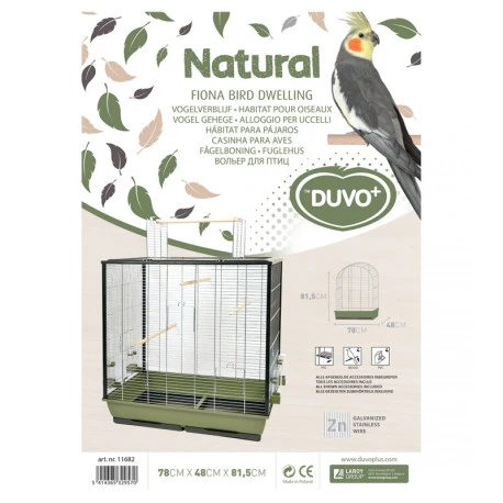 Duvo Cage Pour Oiseaux "Natural Fiona" Vert Olive/zinc - 78x48x81,5cm 2 Duvo Cage Pour Oiseaux "Natural Fiona" Vert Olive/zinc - 78x48x81,5cm – Image 2