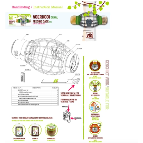 Mangeoire Lona "Voerkooi V10" - Vert - 32x15cm 2 Mangeoire Lona "Voerkooi V10" - Vert - 32x15cm – Image 2